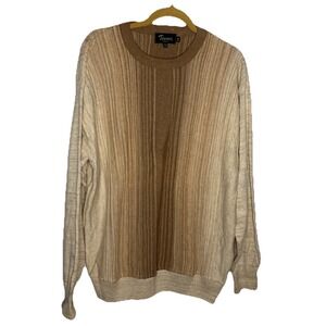 Vintage Tosani Sweater Mens L 3D Coogi Style rap Neutral Tan Brown 90s Rap Biggi